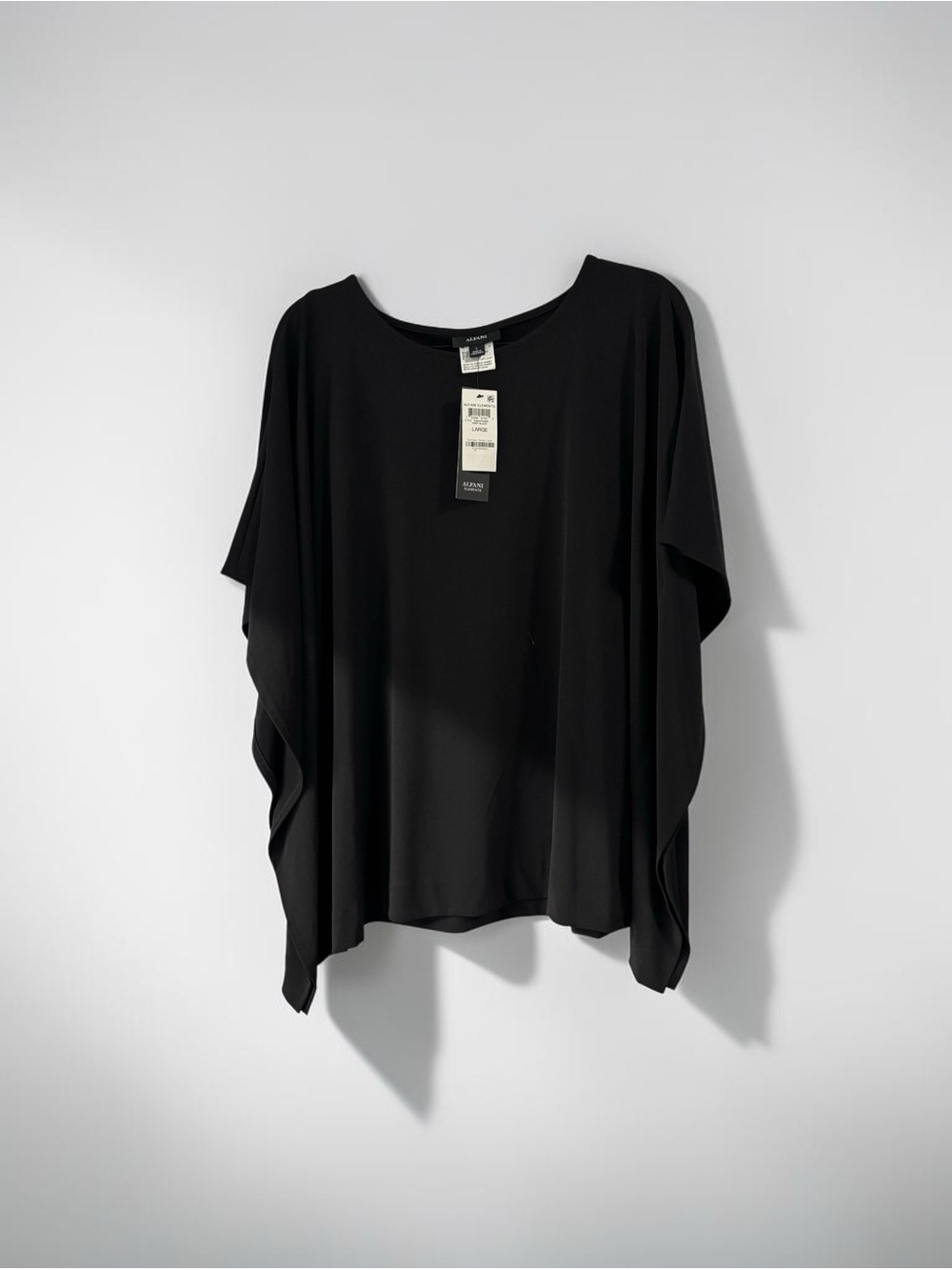 Alfani Black Flowing Asymmetric Sleeve Tunic